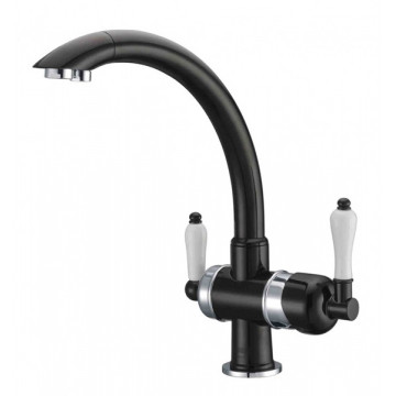 Смеситель Zorg Clean Water ZR 327 YF-CR-BLACK для кухни под фильтр, цвет хром-черный