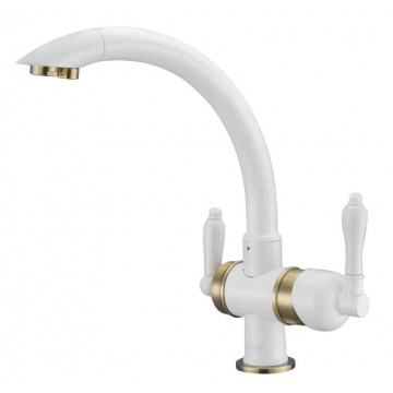 Смеситель Zorg Clean Water ZR 327 YF-BR- WHITE для кухни под фильтр, цвет бронза-белый White