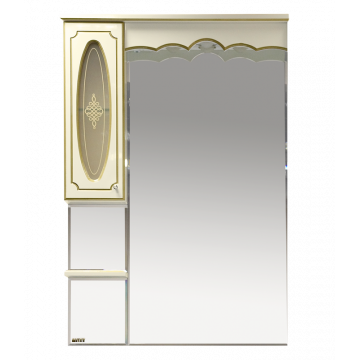 Зеркальный шкаф Misty Монако 80 левый бежевая патина/стекло